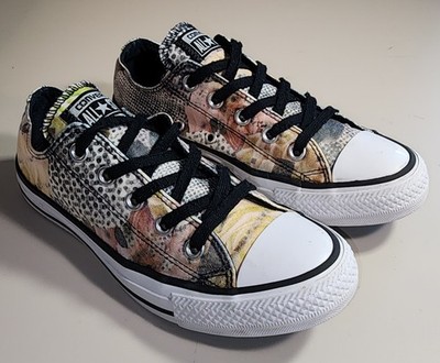 CONVERSE All Star Floral Yellow OX Low Canvas Sneakers Women s Shoes Size 6