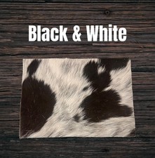 Black White Calfskin Leather Sheets for Crafters, DIY 9 X 7