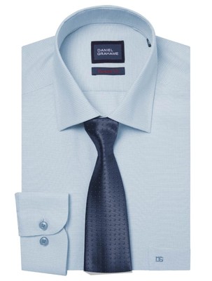 Daniel Grahame Gordon Regular Fit Hemd & Krawatte Set Blau