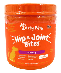 Zesty Paws Hip & Joint Bites - MOBILITY (OptiMSM) - 90 Duck OR Bacon Chews!