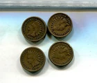 1863 INDIAN HEAD PENNY TYPE COIN LOT OF 4 VG FINE 5951T