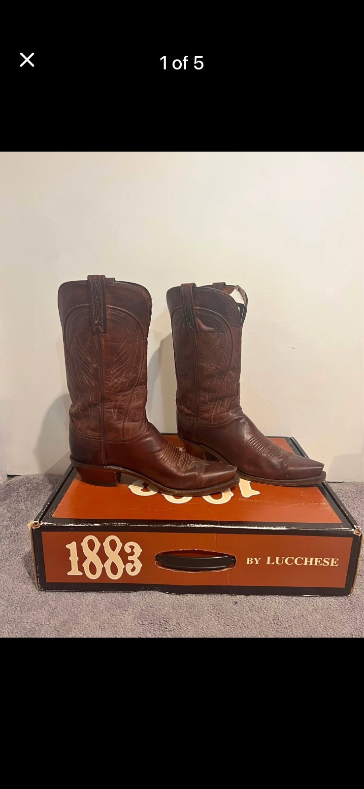 Women's Lucchese 1883 GOATSKIN Cowgirl Leather Boots SnipToe Size 8.5 B
