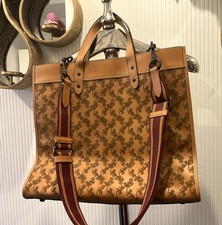 NWT Coach C6612 Field Tote 40  Horse & Carriage Leather Suede Bag Butterscotch