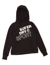 SUPERDRY Womens Graphic Hoodie Jumper UK 8 Small Black CO15