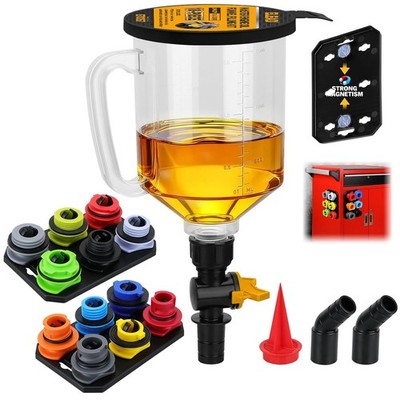 18-Piece No Spill Engine Oil Funnel Kit, 1.59QT/ 1.5L Automotive Coolant Funnel