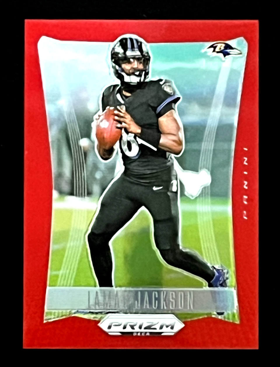 Lamar Jackson 2024 Panini Prizm Deca Red Holo Prizm 76/199 Baltimore Ravens #20