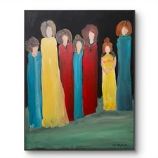 Mary Myers Original  Abstract Impressionist "The Watchers" 20x16 Canvas