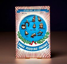 XMAS PUDDING CHARMS Sterling Silver 9x Assorted 1950 VINTAGE RARE NEW -old stock