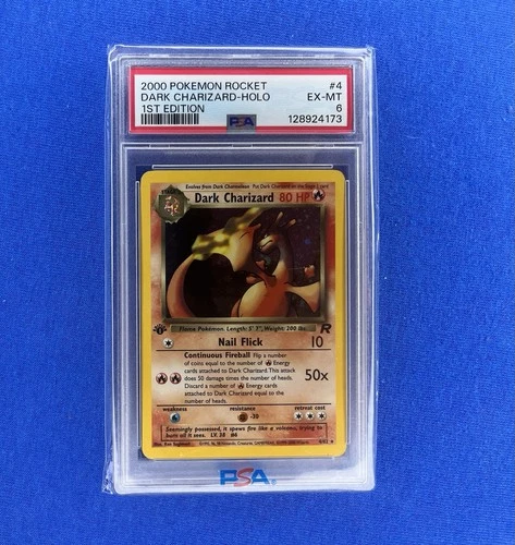 2000 POKEMON ROCKET 1ST ED #4 DARK CHARIZARD-HOLO PSA 6