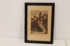 Ernst Geissendorfer German Etching Print Signed Framed 6 X 8.5 Inch