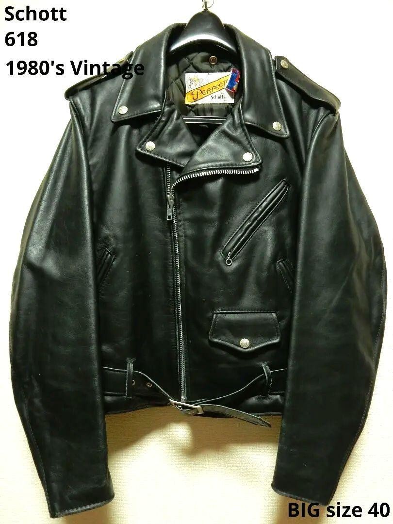 Schott 618 Leather Double Riders Jacket men Size 40 Black Schott 618 Leather Double Riders Jacket men Size 40 Black