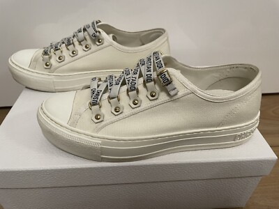 も*も様 美品✨ ディオール Walk'n'Dior コットンキャンバス 23c Dior WALK'N'DIOR SNEAKER White Cotton Canvas | eBay