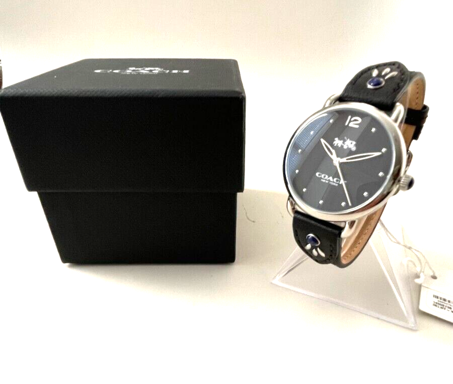 Coach 14502738 Women's Black Dial Black Leather Strap Watch | eBay