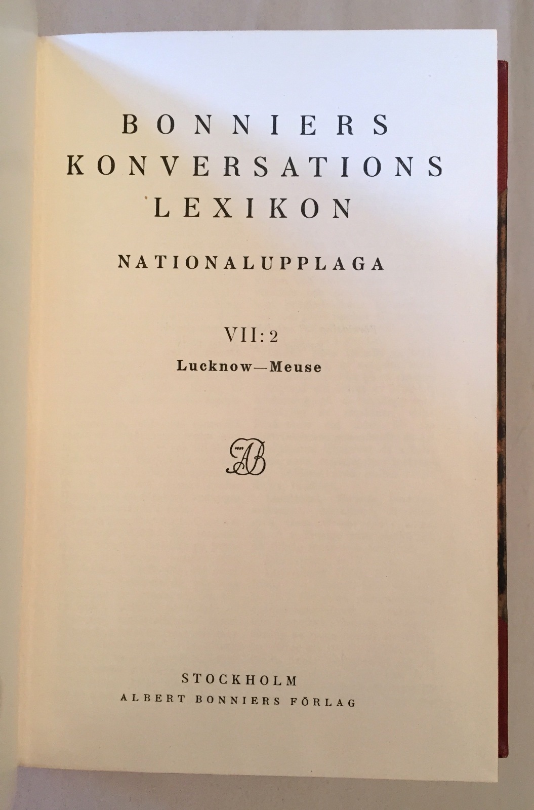 Bonniers Konversations Lexikon VII Lucknow-Meuse 1934 Half Leather Swedish Decor