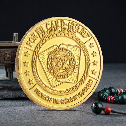 Poker Chips Casino Collection Gold Plated Challenge Coin Green Clover Good Luck - Picture 3 of 12