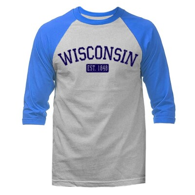 #ad State of Wisconsin WI Graphic 3 4 Sleeve Raglan $15.99