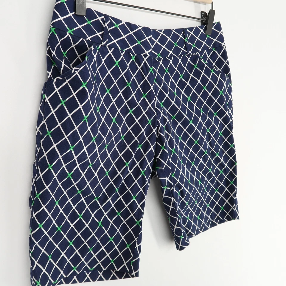 Pantalones Cortos Peter Millar Para Mujer 2 Azul Estampado Diamante Elástico Algodón Golf Informales Foto 3 de 4