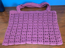 CROCHETED MARKET BAG  100 COTTON  HANDMADE  COLOR PURPLE  NEW