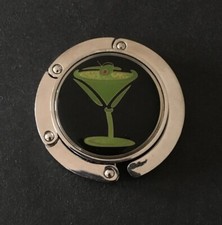 Portable Purse Hanger Foldable Handbag Hook OLIVE MARTINI  COCKTAIL Metal Holder