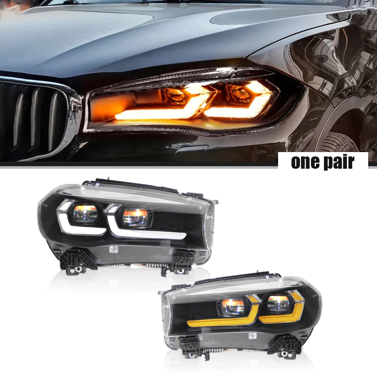 For BMW X5 F15 X6 F16 530i 525i 540i 535i 2013-2019 LED DRL Front