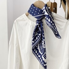 New Boutique 14 Momme Twill Silk Scarf Necktie Hairband Print Square Scarf 68cm