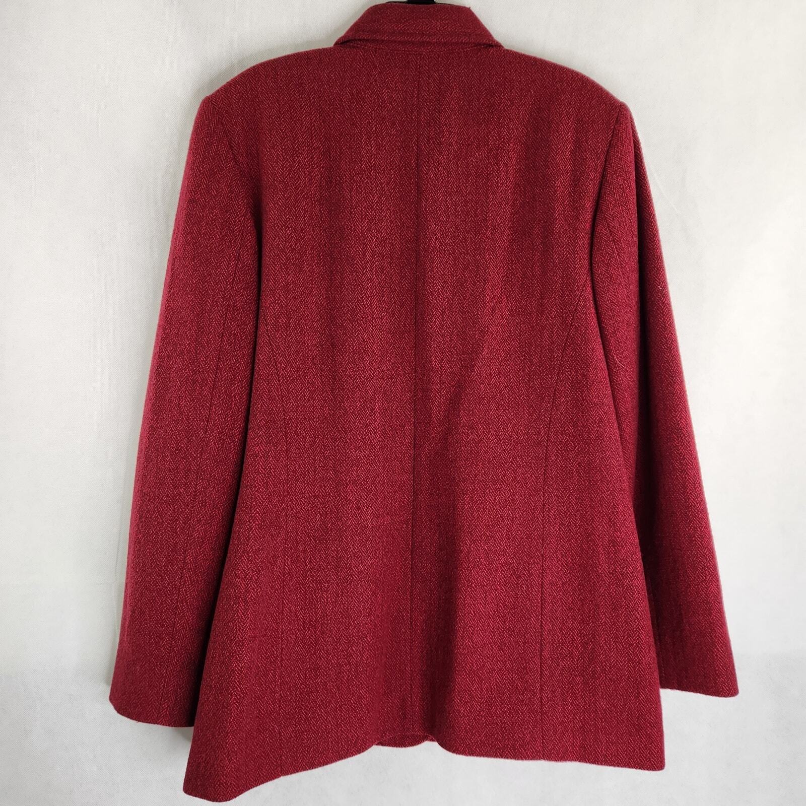 Pendleton 10 Red Herringbone Wool Button Down Bla… - image 9