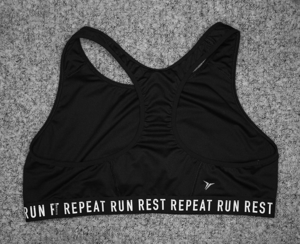 【Rest & Recreation】RR LOGO BAND BRA O.N. Activewear RUN, REST, REPEAT Black & White Racerback