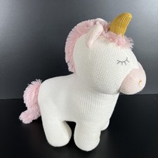 Kelly Unicorn Plush Living Textiles Knit Toy Rattle Cotton Plush 12  Standing