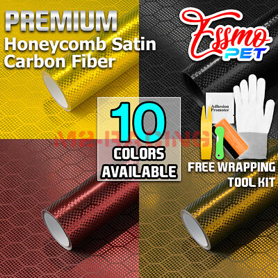 ESSMO PET Honeycomb Carbon Fiber Satin Vinyl Vehicle Wrap Decal Sticker Sheet