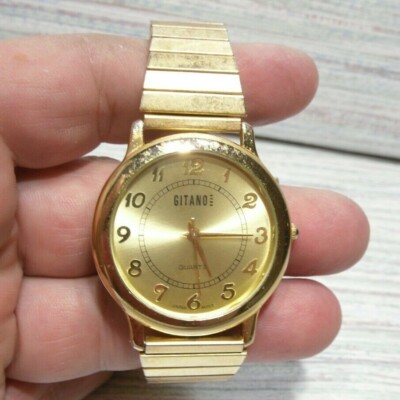 Vintage Gitano Women's Watch Gold Toned Fada Industries Stainless  Bezel