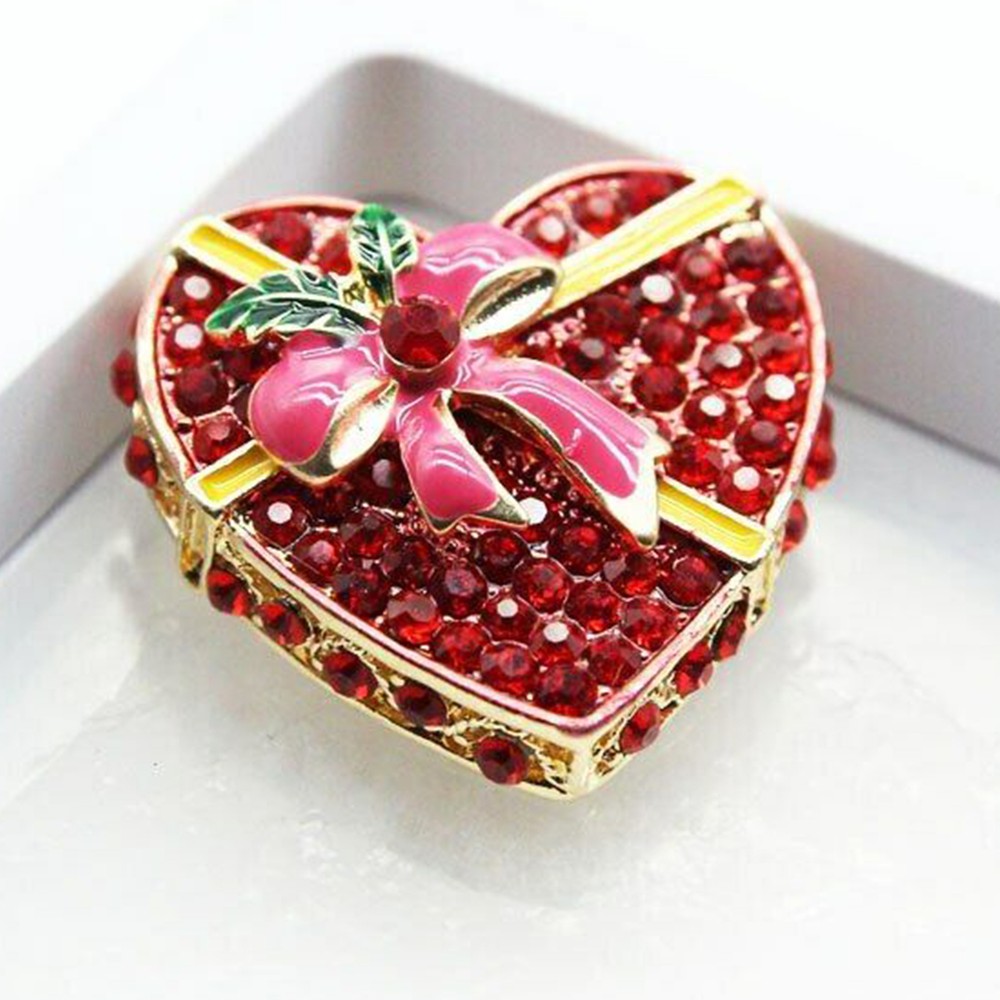 Women Deluxe Handcrafted Rhinestone Valentine Brooch Pin - Box of Chocolates US