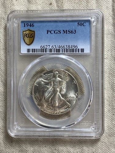 1946 Walking Liberty Half Dollar PCGS MS 63 Gold Shield Nice Coin
