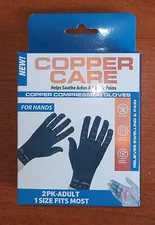  Compression Gloves Copper Care 1 Pair Adult, 1 Size Fits Most. Swelling Aches