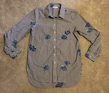 Calvin Klein Button Down Shirt with Embroided Flowers Womens Size Small