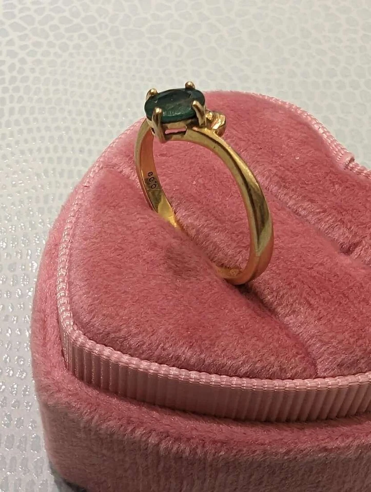 Frauen luxus ring 750er Gelbgold mit emerald green 0.37 ct,brilliants 0.03 ct - Bild 3 von 4