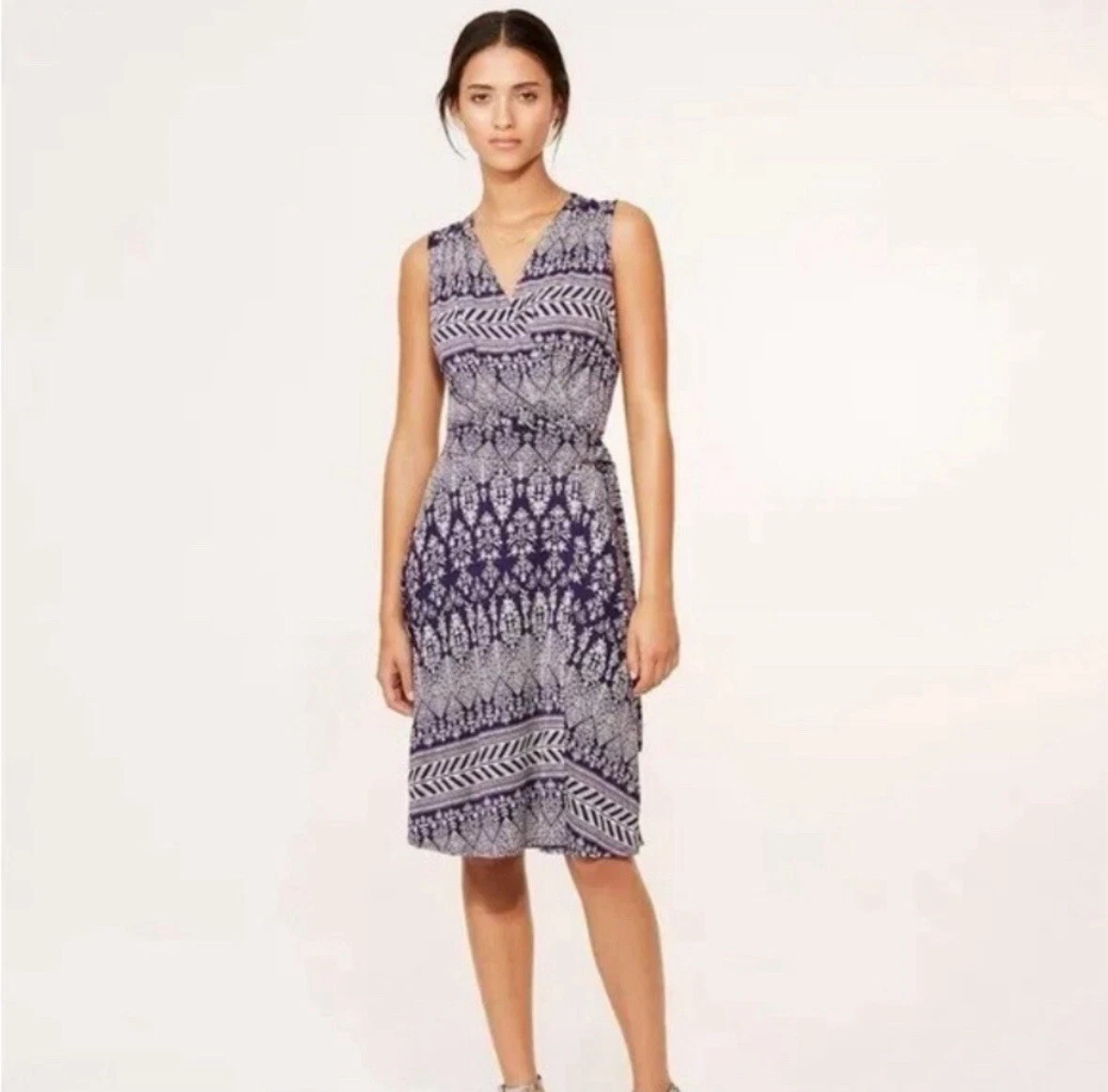 Abito nuovo con etichette Tory Burch misto seta viola e avorio taglia XL Bohemian Rochelle