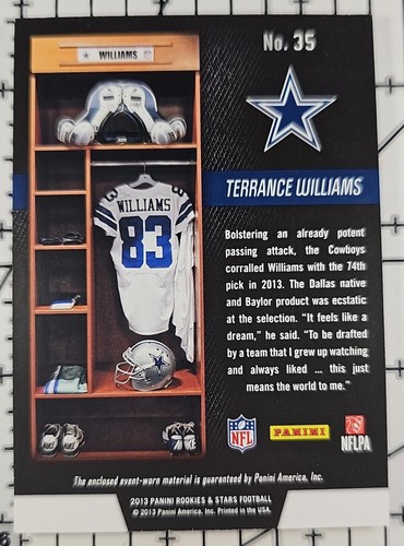 TERRANCED WILLIAMS 2013 Rookies & Stars Longevity Dress For Success Jersey RC - Picture 2 of 2