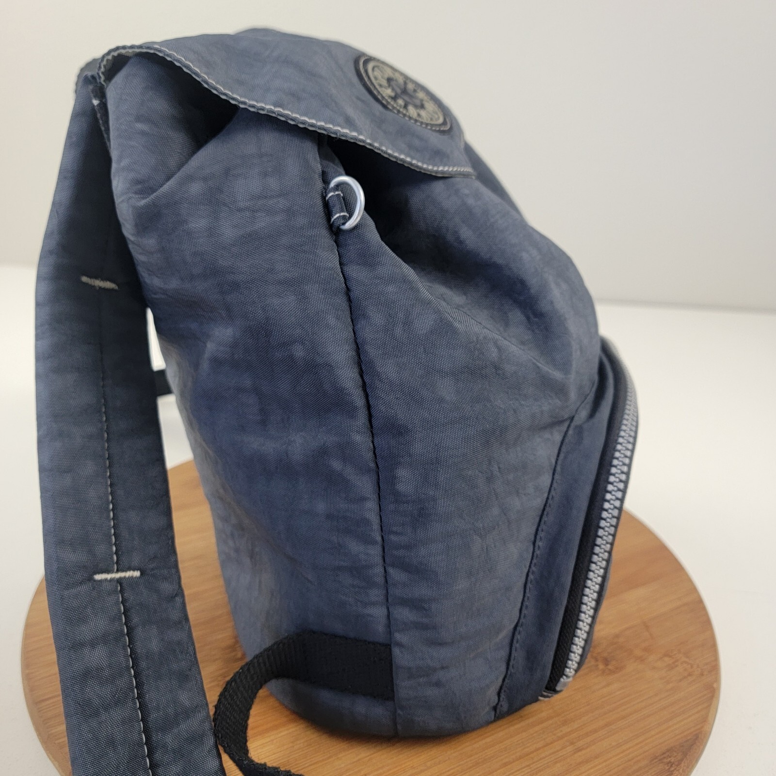 Kipling Drawstring Top Flap Backpack Blue Navy Li… - image 4