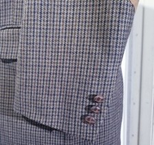 40R Brown Green Black Houndstooth Check Tweed Hunting Elbow Sport Coat Jacket