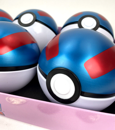 Pokemon PokeBall Tin Lot of 6 GREAT BALL EMPTY Coins Display Cosplay Bundle Set - Picture 5 of 6