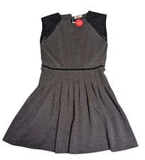 NWT Rebecca Taylor Gray Pleated Cap Sleeves Fit N Flare Ponte Dress Size 6