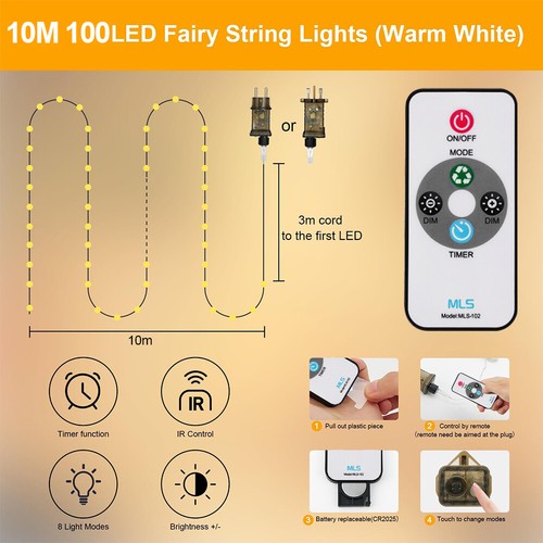 10-50m Weihnachten LED Lichterkette Micro String Lichter Innen Aussen Party DE - Bild 9 von 28