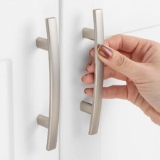 3 Inch Hole Centers Brushed Nickel Curved Bar Kitchen Cabinet Handle Caroline...
