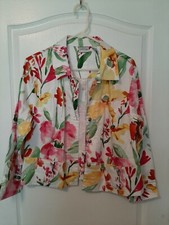 Beautiful - Chico's Floral Blazer/Jacket Size 2 Large-12 - Excellent Condition