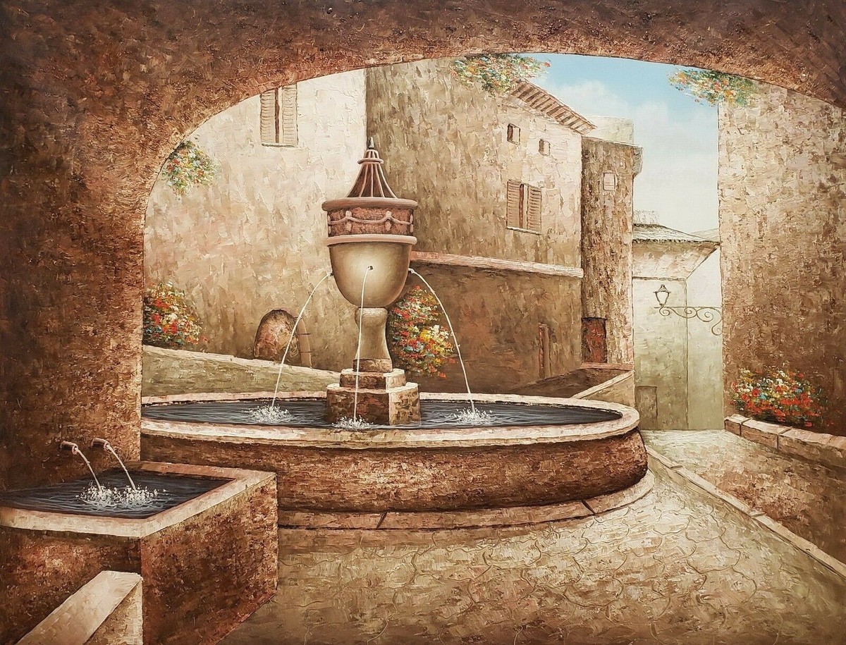 絵画 water fountain Water Fountain Acrylic Painting Art Print Painting by Derek