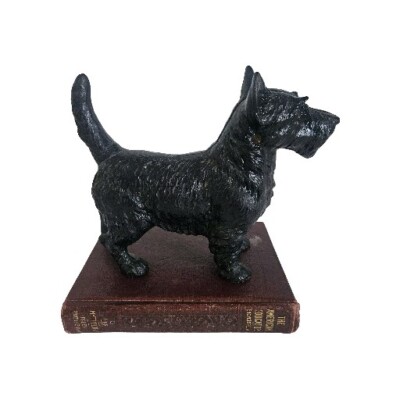 VTG Hubley Scottie Dog Cast Iron Door Stop Black Terrier 11'' 2 Screws 9.5 lb