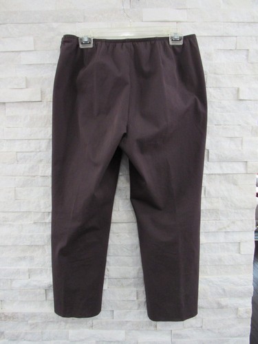 Eileen Fisher Peat Brown Stretch Cotton Tapered Leg Zip Capris Cropped Pants PM - Picture 4 of 5