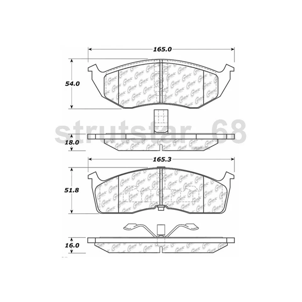 Juego de 2 pastillas de freno de disco delanteras traseras Centric Parts para Dodge Grand Caravan 1997-2000 Foto 4 de 4