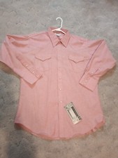 Ruddock Western Pearl Snap Shirt Mens Classic Fit Long Tail XL 17.5/34