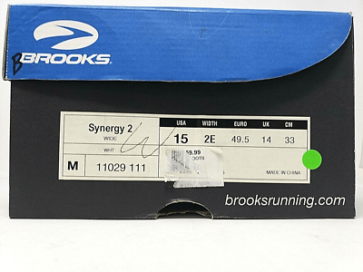BROOKS SYNERGY 2 11029111 WHITE MENS WIDTH 2E SIZE 15 NIB  display picture 2